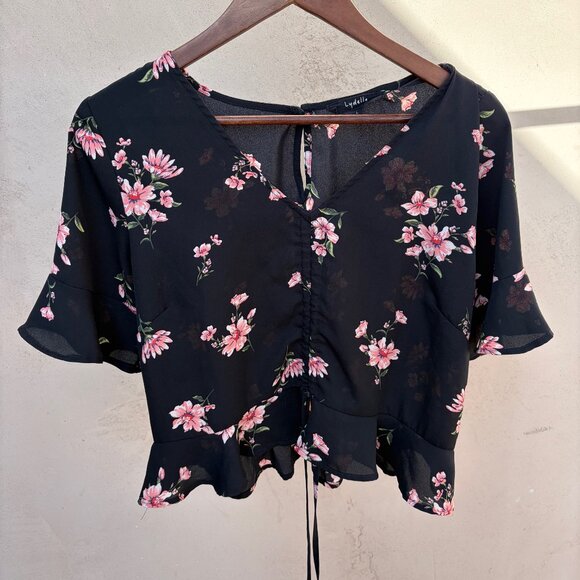 Lydelle Ruched Floral Top - Sz L - Picture 1 of 2